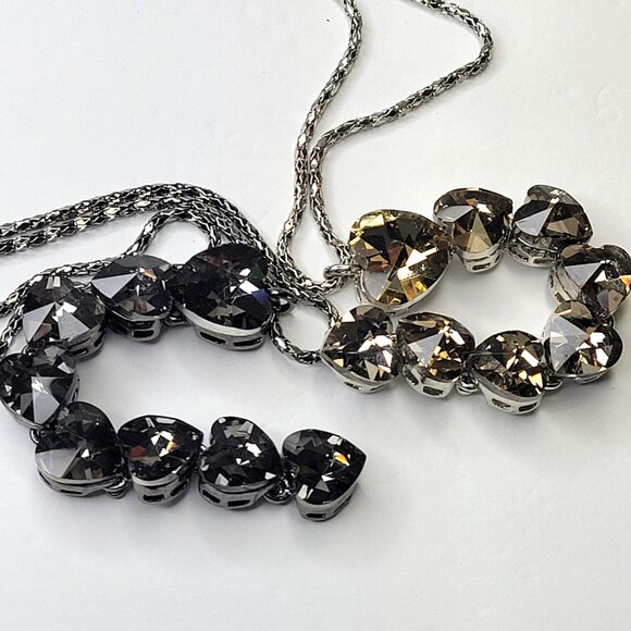 Crystal Heart Shape Pendants Necklace Long Statement Heart shape Necklace - Picture 11 of 14